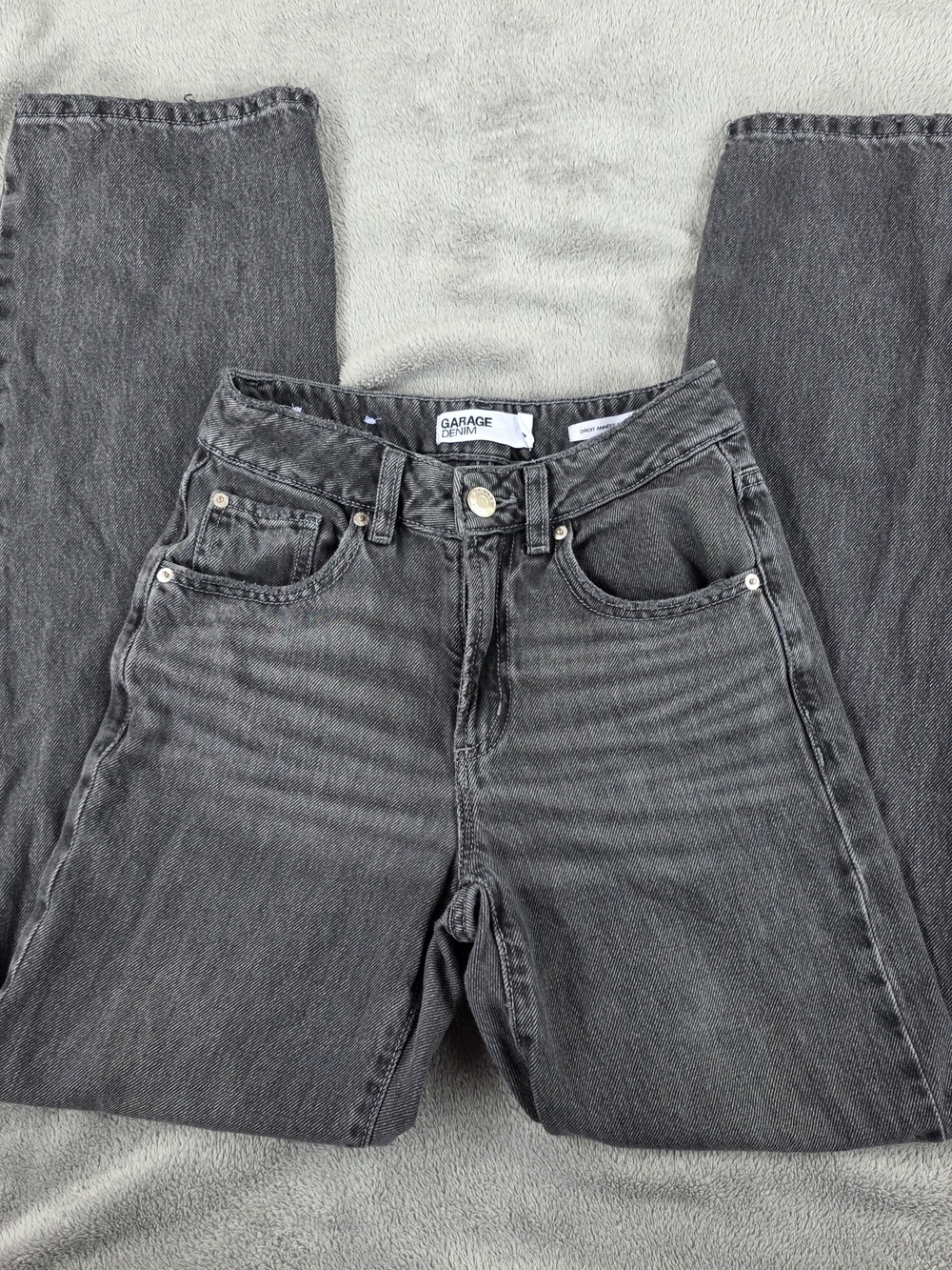 GARAGE Denim High-Rise Straight Leg Jeans - Washed Black